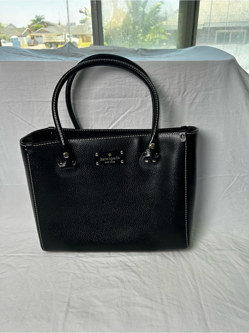 kate spade Black Pebbled Leather Structured Tote